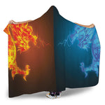 Fire And Ice Dragons Print Hooded Blanket