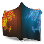 Fire And Ice Dragons Print Hooded Blanket