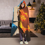 Fire And Ice Dragons Print Hooded Blanket