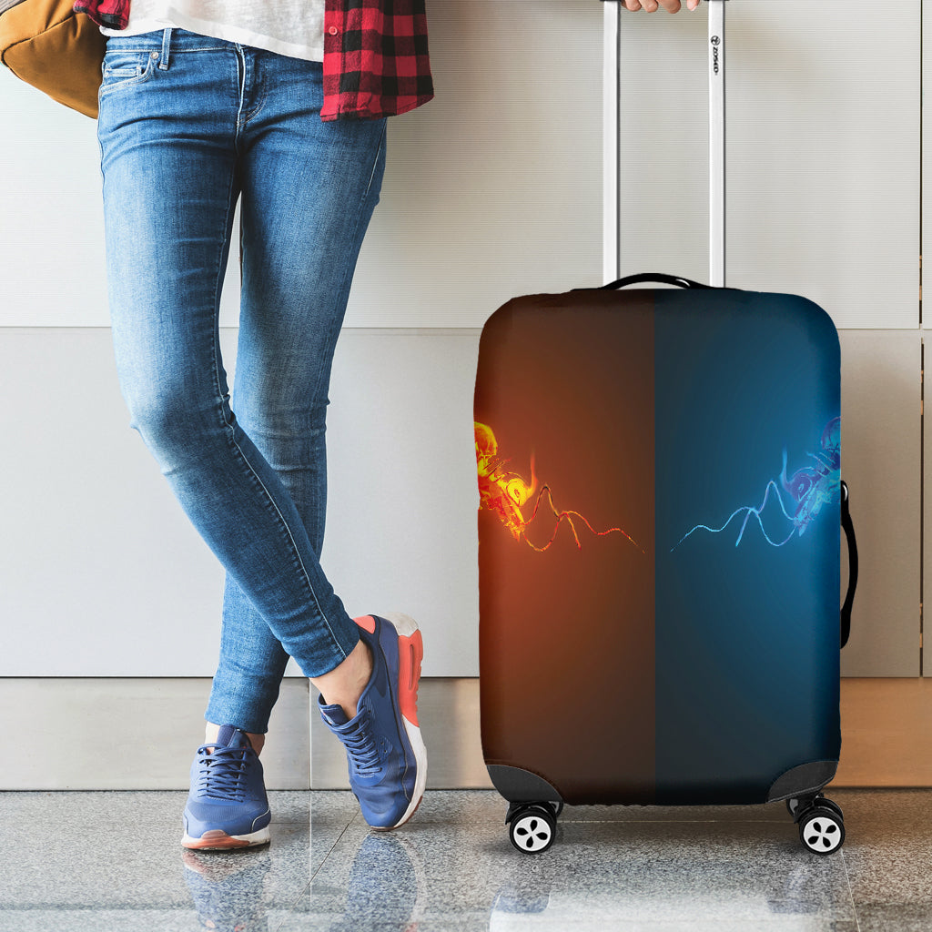 Fire And Ice Dragons Print Luggage Cover