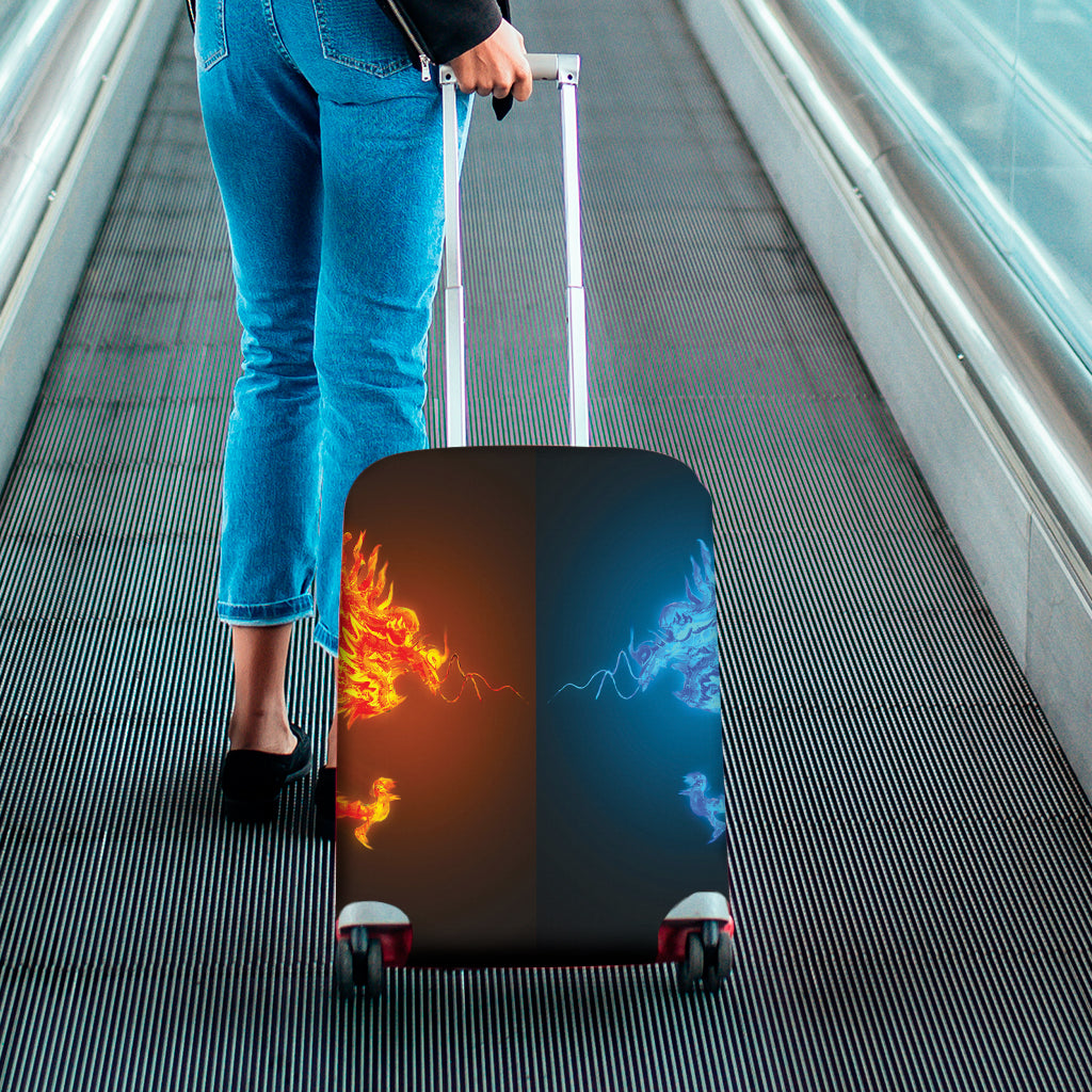 Fire And Ice Dragons Print Luggage Cover