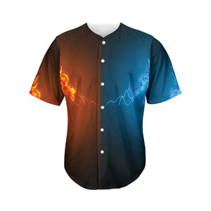 Fire And Ice Dragons Print Men's Baseball Jersey