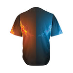 Fire And Ice Dragons Print Men's Baseball Jersey