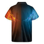 Fire And Ice Dragons Print Men's Short Sleeve Shirt
