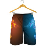 Fire And Ice Dragons Print Men's Shorts