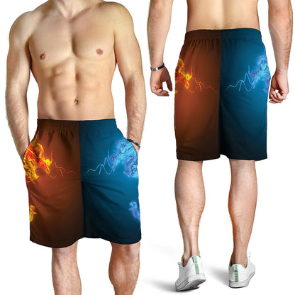 Fire And Ice Dragons Print Men's Shorts