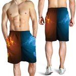 Fire And Ice Dragons Print Men's Shorts
