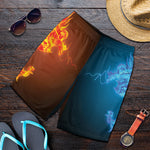 Fire And Ice Dragons Print Men's Shorts