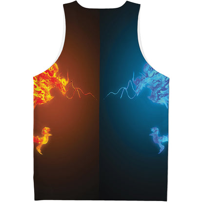 Fire And Ice Dragons Print Men's Tank Top
