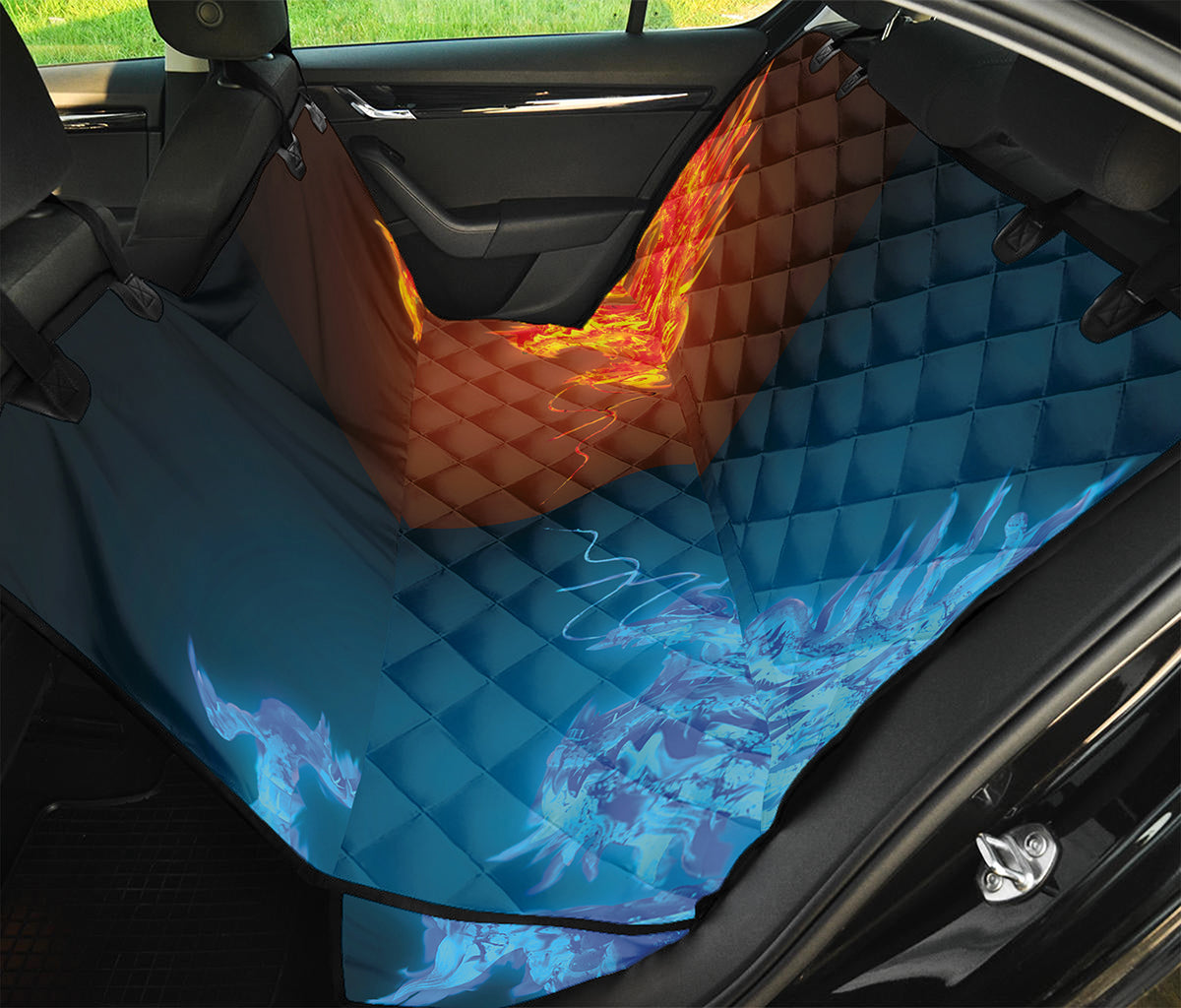 Fire And Ice Dragons Print Pet Car Back Seat Cover