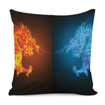 Fire And Ice Dragons Print Pillow Cover