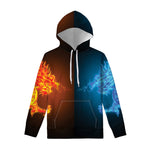 Fire And Ice Dragons Print Pullover Hoodie