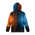 Fire And Ice Dragons Print Pullover Hoodie