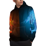 Fire And Ice Dragons Print Pullover Hoodie
