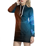 Fire And Ice Dragons Print Pullover Hoodie Dress