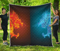 Fire And Ice Dragons Print Quilt