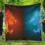 Fire And Ice Dragons Print Quilt