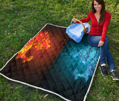 Fire And Ice Dragons Print Quilt