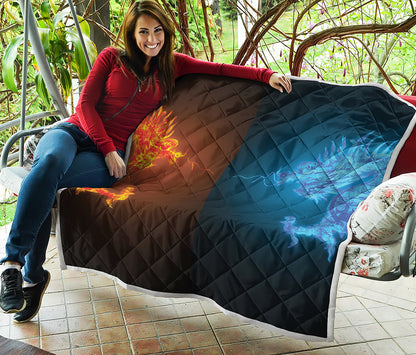 Fire And Ice Dragons Print Quilt