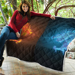 Fire And Ice Dragons Print Quilt