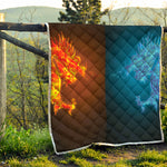 Fire And Ice Dragons Print Quilt