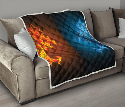 Fire And Ice Dragons Print Quilt