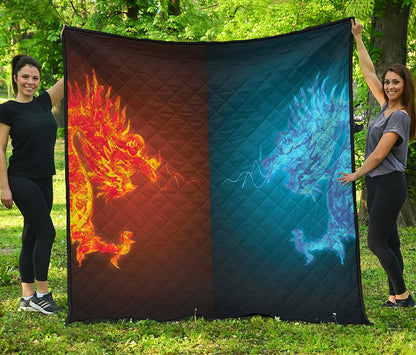 Fire And Ice Dragons Print Quilt