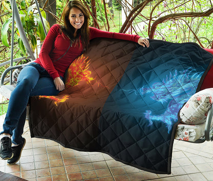 Fire And Ice Dragons Print Quilt