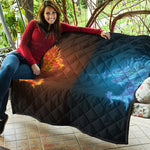 Fire And Ice Dragons Print Quilt