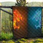 Fire And Ice Dragons Print Quilt