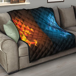 Fire And Ice Dragons Print Quilt