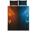 Fire And Ice Dragons Print Quilt Bed Set