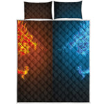 Fire And Ice Dragons Print Quilt Bed Set