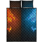 Fire And Ice Dragons Print Quilt Bed Set
