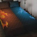 Fire And Ice Dragons Print Quilt Bed Set