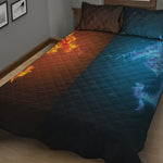 Fire And Ice Dragons Print Quilt Bed Set
