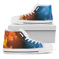 Fire And Ice Dragons Print White High Top Sneakers
