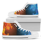 Fire And Ice Dragons Print White High Top Shoes