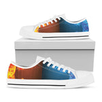 Fire And Ice Dragons Print White Low Top Shoes