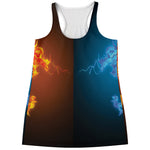 Fire And Ice Dragons Print Women's Racerback Tank Top