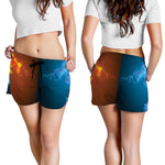 Fire And Ice Dragons Print Women's Shorts