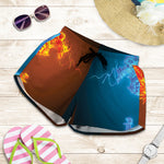 Fire And Ice Dragons Print Women's Shorts