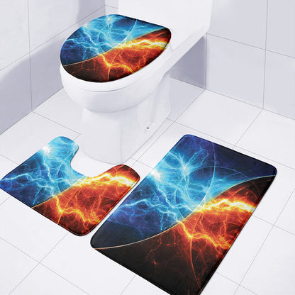 Fire And Ice Energy Print 3 Piece Bath Mat Set