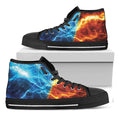 Fire And Ice Energy Print Black High Top Sneakers