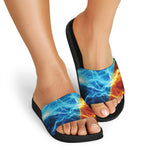Fire And Ice Energy Print Black Slide Sandals
