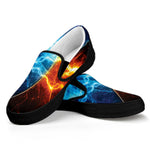 Fire And Ice Energy Print Black Slip On Shoes