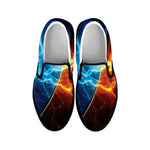 Fire And Ice Energy Print Black Slip On Shoes