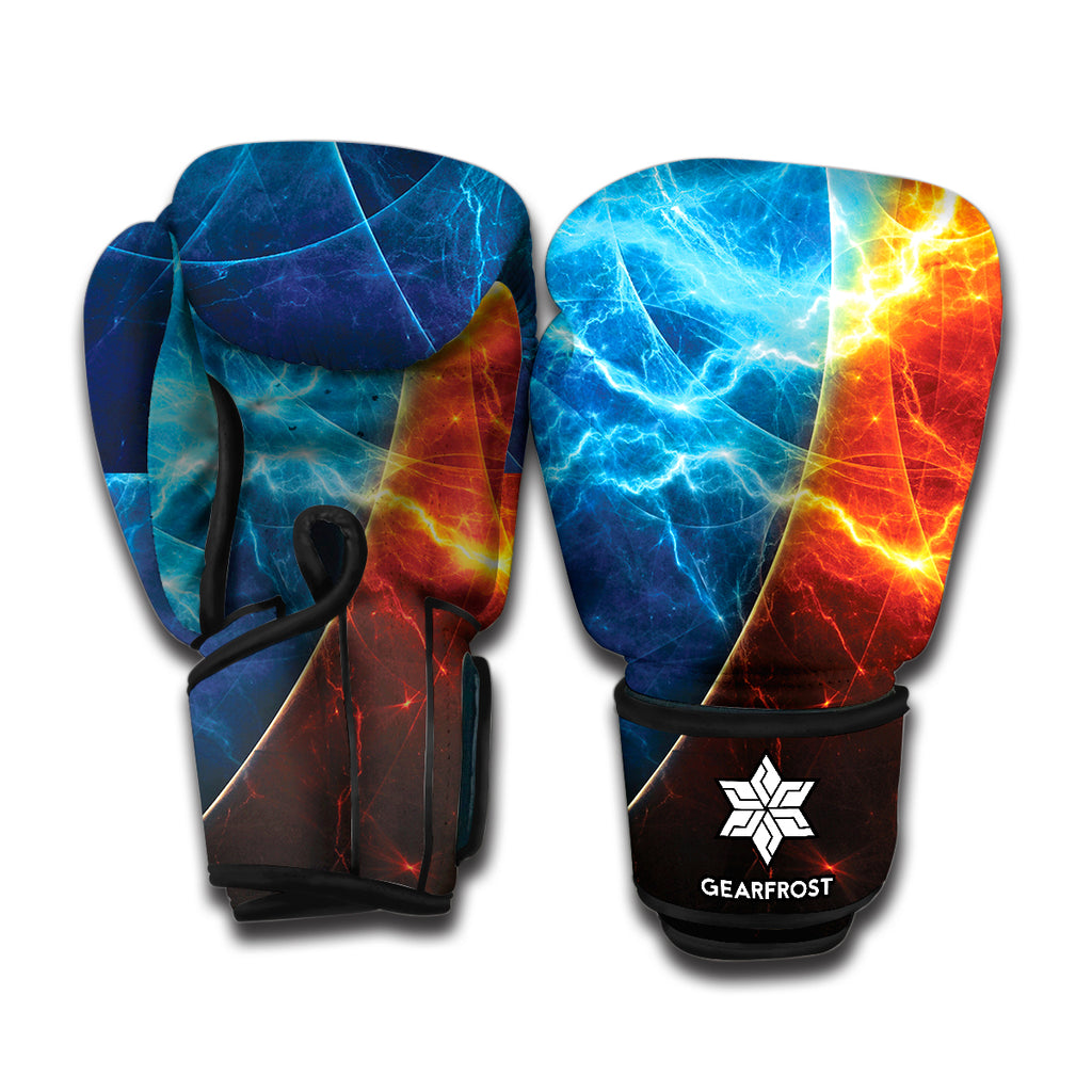 Fire And Ice Energy Print Boxing Gloves