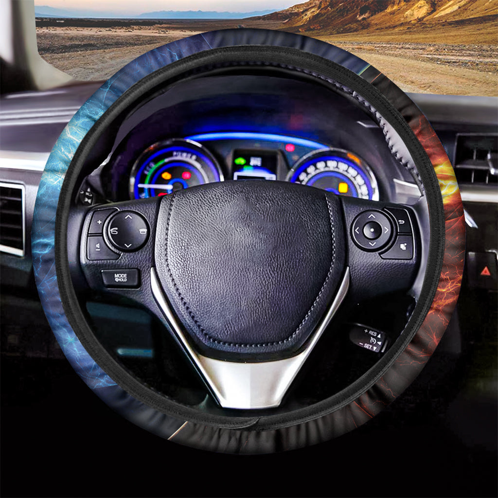 Fire And Ice Energy Print Car Steering Wheel Cover