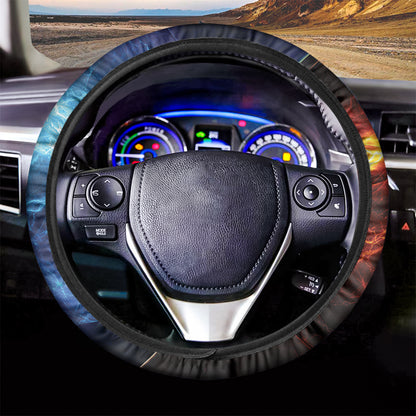 Fire And Ice Energy Print Car Steering Wheel Cover